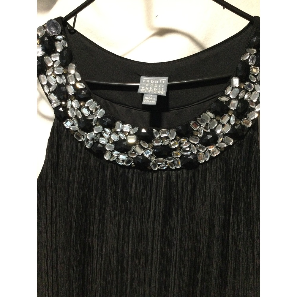 Rabbit Rabbit Rabbit Designs Black Dress Embellished Neck Party Cocktail size 14 - Picture 2 of 6